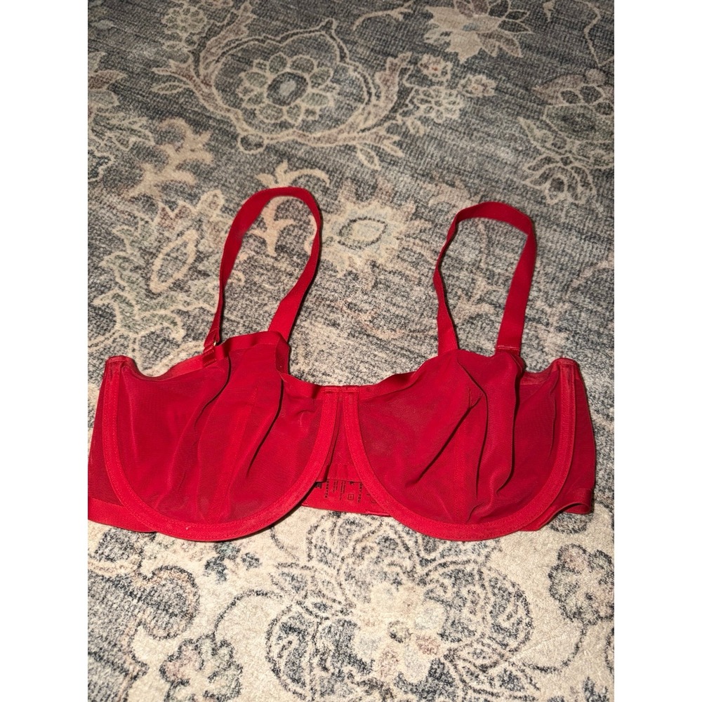 CUUP The Balconette Red Unlined Mesh Bra